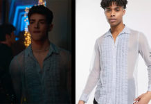 ELITE : Patrick’s blue regular fit ruffle front mesh shirt in S4E08