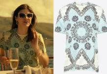 THE WHITE LOTUS : Rachel’s shell print t-shirt in S1E03