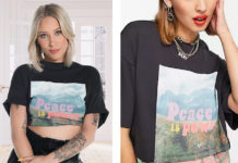 INFLUENCES : le t-shirt « peace is power » d’Emy sur un visuel de la série