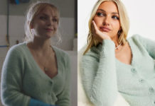 DEMAIN NOUS APPARTIENT : le gilet duveteux couleur menthe de Judith dans l’épisode 1062