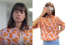 INFLUENCES : la blouse à fleurs oranges d’Ilona dans l’épisode 58