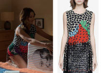 EMILY IN PARIS: Mindy’s Fringe tank with Strawberry print in S2E01
