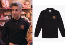 QUEER EYE : Tan’s black polo shirt with an embroidered rose in Season 6 Episode 1