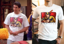 FRIENDS : Ross’s big hitter print t-shirt in S1E03