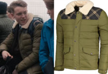 HEARTSTOPPER : Harry’s khaki shearling contrast jacket in S1E03