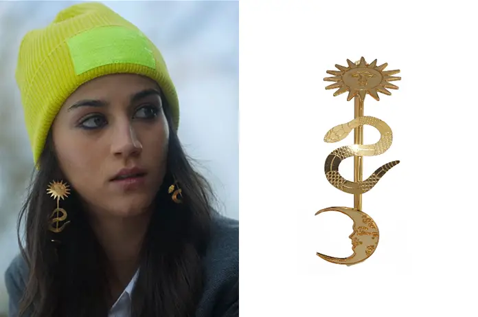 ÉLITE : Rebeka’s sun-serpent-moon earrings in S5E01