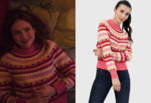 PARALLÈLES : le pull rose multicolore de Romane dans l’épisode 6