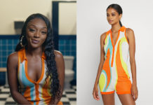 LOVESTRUCK HIGH : Chante’s Abstract Art Knit Sleeveless Intarsia Knitted Romper in S1E04