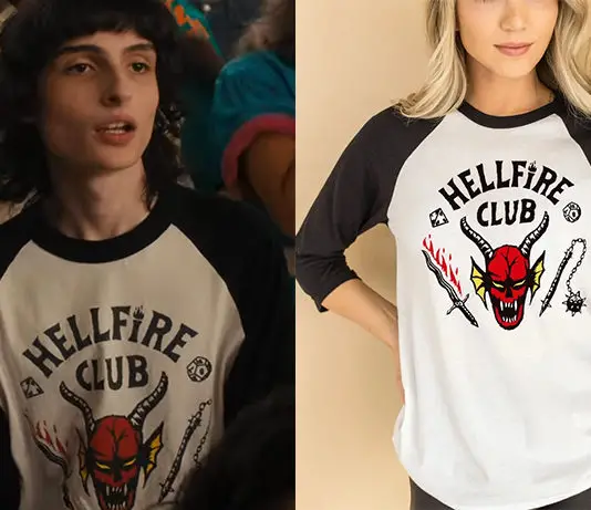 STRANGER THINGS : Mike’s hellfire club raglan tee in S4E01