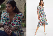 ICI TOUT COMMENCE : la robe portefeuille à fleurs de Deva dans l’épisode 428