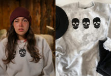 SNOWFLAKE MOUNTAIN : Devon’s 3 skulls print sweatshirt in S1E04