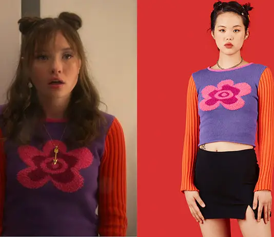 BOO, BITCH : Gia’s fuzzy flower print sweater in S1E01