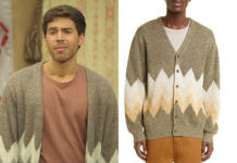 THE LAKE : Justin’s Chevron Jacquard Cardigan in S1E5