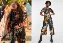 High School Musical : The Musical : The Series : Ashlyn’s jumpsuit in bright mixed print in S3E03