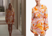 UN SI GRAND SOLEIL : la robe avec des motifs abstraits roses et orange de Johanna dans l’épisode 984