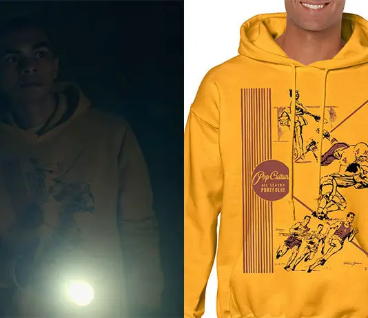 THE MIDNIGHT CLUB : Amesh’s pop culture gold sweatshirt in S1E02