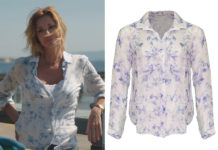 DEMAIN NOUS APPARTIENT : la chemise de typer hipster à motifs floraux indigo de Chloé dans l’épisode 1290