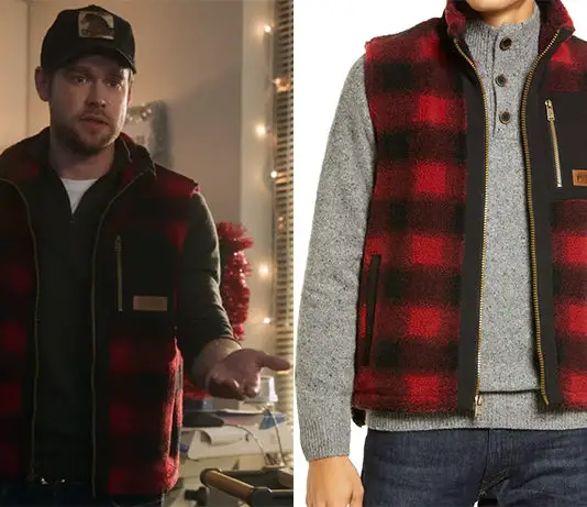 FALLING FOR CHRISTMAS : Jack’s red buffalo check fleece vest