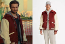 SMILEY : Àlex’s red/cream varsity jacket in S1E01