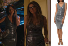 FIREFLY LANE : Tully and Kate’s Metallic Faux Wrap Sheath Dress