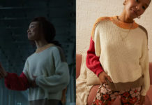 KALEIDOSCOPE : Hannah’s jumper with multicoloured panels in the Red episode