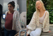 DEMAIN NOUS APPARTIENT : le gilet blanc avec des fibres colorées de Roxane dans l’épisode 1336