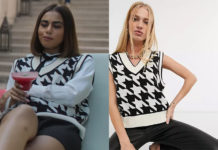 CLASS : Koel’s knitted vest in oversized houndstooth in S1E05