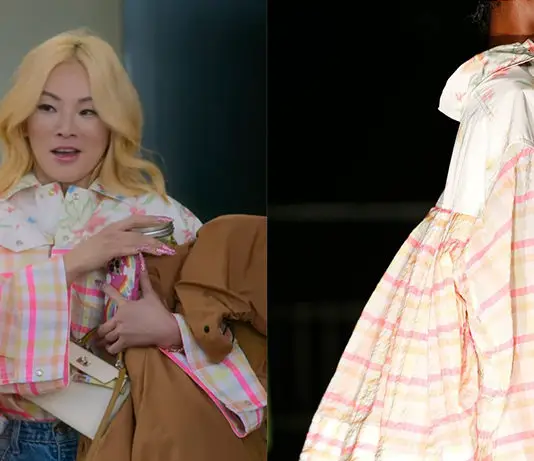 BLING EMPIRE : NEW YORK : Tina’s rainbow blouse in S1E01