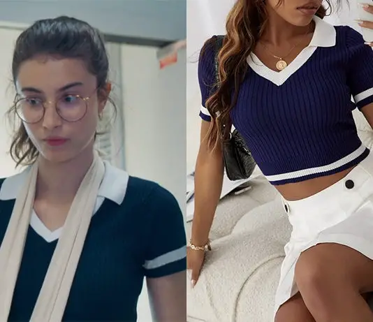 LES BRACELETS ROUGES : le polo bleu marine à col contrastant de Zoé dans l’épisode 4×01