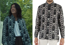 THE GLORY : Myeong-o’s white and grey print shirt in S1E02