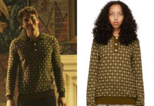 YOU : Adam’s diamond-pattern brown polo jumper in S4E06