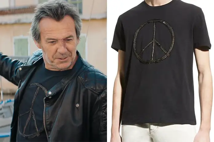MATTEÏ, BRIGADE MINEURS t-shirt noir signe paix dans l’épisode