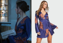 ICI TOUT COMMENCE : la robe portefeuille bleue à fleurs brodées d’Anaïs dans l’épisode 653