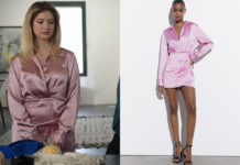 ICI TOUT COMMENCE : la robe rose à décolleté cache-cœurde Charlène dans l’épisode 646