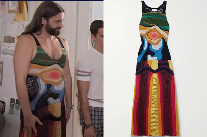 QUEER Jonathan’s crocheted cashmere maxi dress S7E03