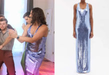 QUEER EYE : Jonathan’s purple sequin dress in S7E01