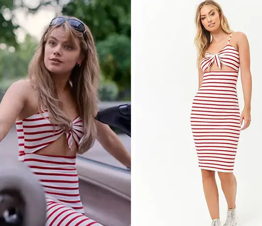 BARRACUDA QUEENS : Lollo’s Striped Tie-Front Midi Dress in S1E01