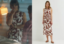 DEMAIN NOUS APPARTIENT : la robe imprimée orange foncé d’Angélique dans l’épisode 1481