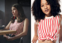 DEMAIN NOUS APPARTIENT : le top à rayures rouges de Leslie dans l’épisode 1477