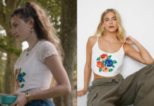 ICI TOUT COMMENCE : le crop top avec broderies à fleurs de Vic dans l’épisode 718