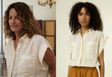 DEMAIN NOUS APPARTIENT : la blouse à rayures jaunes de Béatrice dans l’épisode 1484