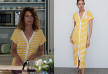 DEMAIN NOUS APPARTIENT : la robe à rayures jaunes de Béatrice dans l’épisode 1485