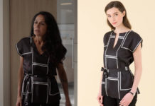 UN SI GRAND SOLEIL : la tunique noire à carreaux de Claudine dans l’épisode 1212