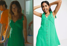 UN CONTE PARFAIT : la petite robe verte en lin boutonnée de Margot dans l’épisode 4