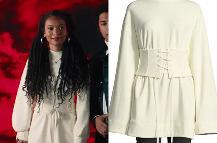Marie’s Ivory Sweatshirt Dress with corset S1E02