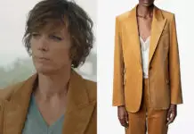 MASTER CRIMES : le blazer en velours ocre de Barbara dans l’épisode 1×03