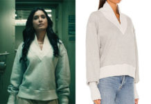 GEN V : Dean Indira’s Grey Heather Extended V-Neck Sweatshirt in S1E02