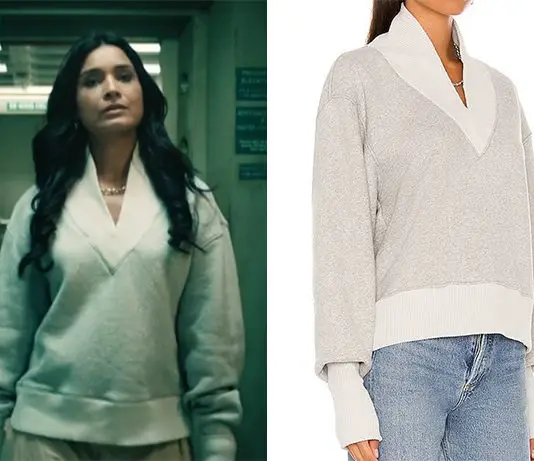 GEN V : Dean Indira’s Grey Heather Extended V-Neck Sweatshirt in S1E02