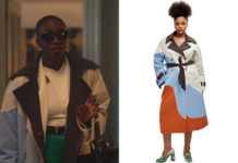 EVERYTHING NOW : Viv’s orange, blue, ecru and brown coat in S1E01