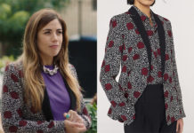ICI TOUT COMMENCE : le blazer roses rouges sur fond léopard de Pénélope